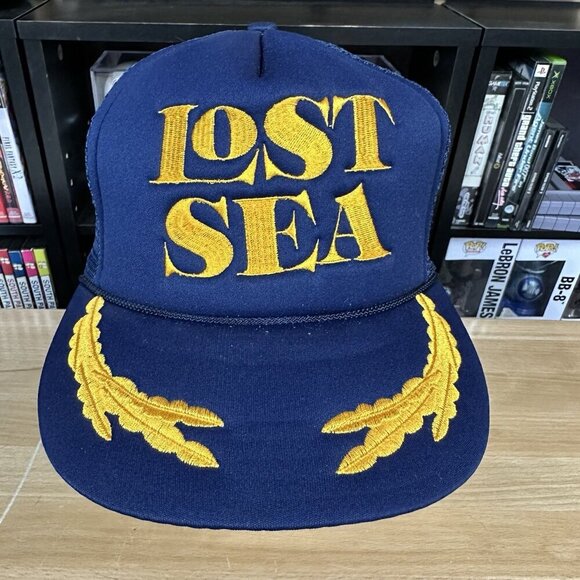 Vintage Lost Sea Scrambled Eggs Trucker Hat Snapback Dad Cap Blue Yellow - Picture 1 of 6